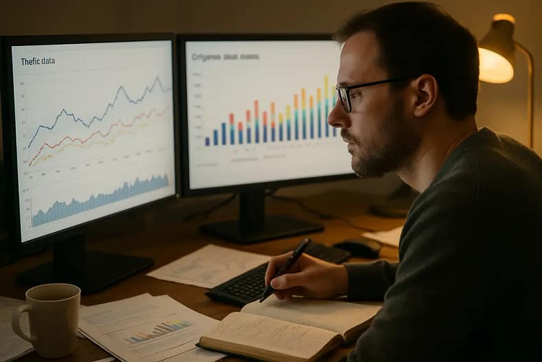 AI Summaries Traffic dashboard showing organic click changes and query groups