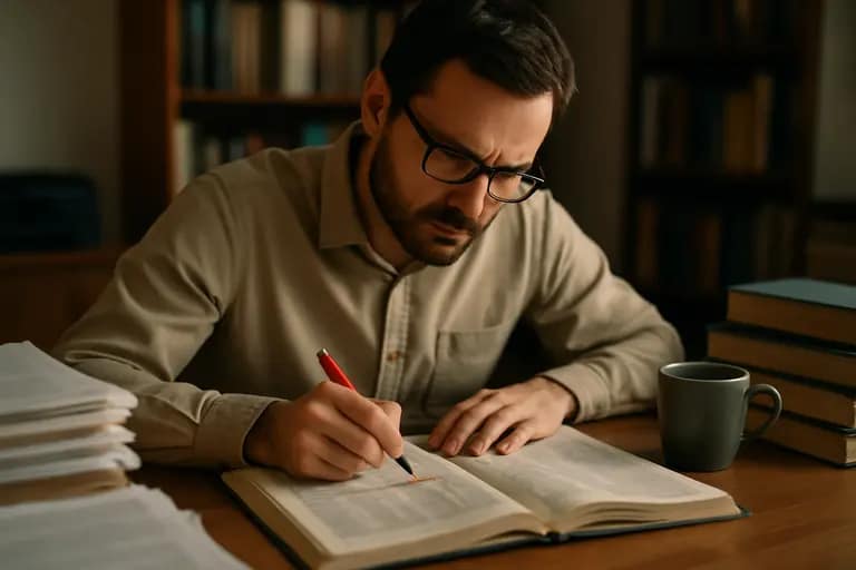 Editor checking keyword clusters against a content brief