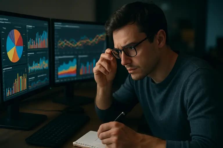 Analytics dashboard comparing impressions, clicks, and conversion metrics