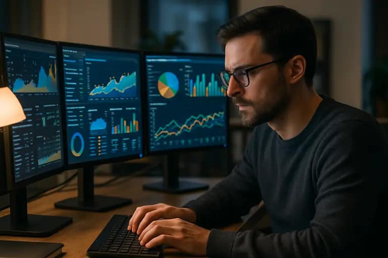 Marketing dashboard showing traffic, conversions, and lead quality metrics