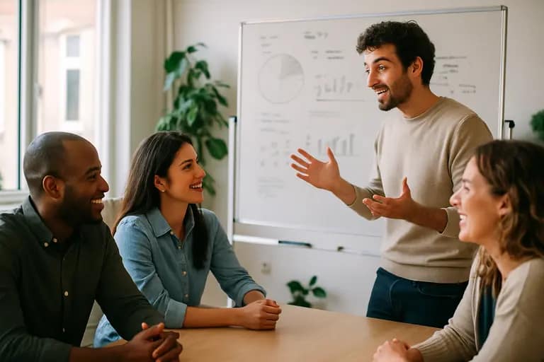 Content team reviewing source notes before publishing a brand article