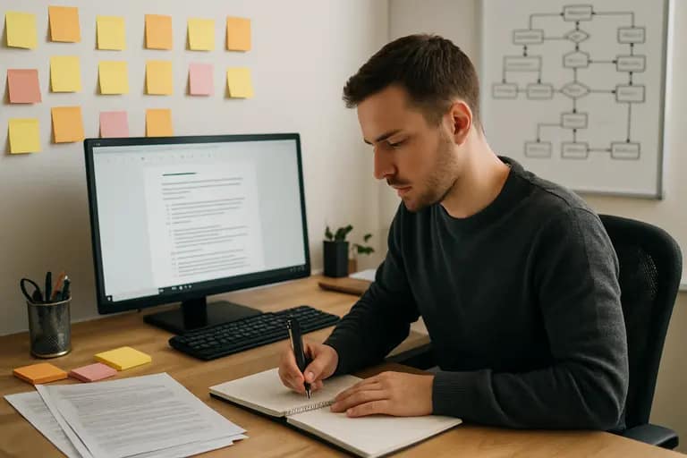 Content workflow board with review, edit, and measurement columns