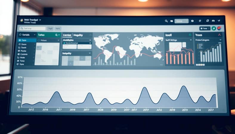 A data visualization dashboard showcasing seasonal trends and insights. In the foreground, a line graph depicting the fluctuations in web traffic over the course of a year, with distinct peaks and valleys highlighting seasonal patterns. In the middle ground, a set of interactive widgets and filters allowing the user to drill down into specific time periods, product categories, or marketing channels. In the background, a muted world map or calendar visualization providing additional context. The overall scene is bathed in a soft, warm lighting, creating a professional, analytical atmosphere conducive to strategic decision-making. A data visualization dashboard showcasing seasonal trends and insights. In the foreground, a line graph depicting the fluctuations in web traffic over the course of a year, with distinct peaks and valleys highlighting seasonal patterns. In the middle ground, a set of interactive widgets and filters allowing the user to drill down into specific time periods, product categories, or marketing channels. In the background, a muted world map or calendar visualization providing additional context. The overall scene is bathed in a soft, warm lighting, creating a professional, analytical atmosphere conducive to strategic decision-making.