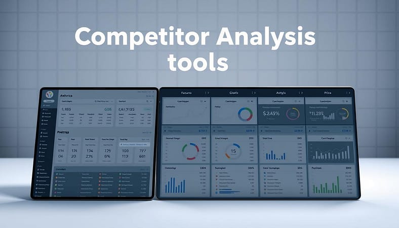 A high-quality, detailed comparison of various competitor analysis tools, presented in a visually appealing and organized manner. The foreground features a sleek, minimalist user interface showcasing side-by-side comparisons of key features, metrics, and pricing. The middle ground displays detailed data visualizations and analytics, providing a comprehensive overview of the tools' capabilities. The background sets a modern, professional tone with a subtle grid pattern and muted color palette, allowing the information to take center stage. The lighting is soft and diffused, creating a sense of clarity and precision. The camera angle is slightly elevated, giving the viewer a comprehensive perspective on the subject matter. A high-quality, detailed comparison of various competitor analysis tools, presented in a visually appealing and organized manner. The foreground features a sleek, minimalist user interface showcasing side-by-side comparisons of key features, metrics, and pricing. The middle ground displays detailed data visualizations and analytics, providing a comprehensive overview of the tools' capabilities. The background sets a modern, professional tone with a subtle grid pattern and muted color palette, allowing the information to take center stage. The lighting is soft and diffused, creating a sense of clarity and precision. The camera angle is slightly elevated, giving the viewer a comprehensive perspective on the subject matter.