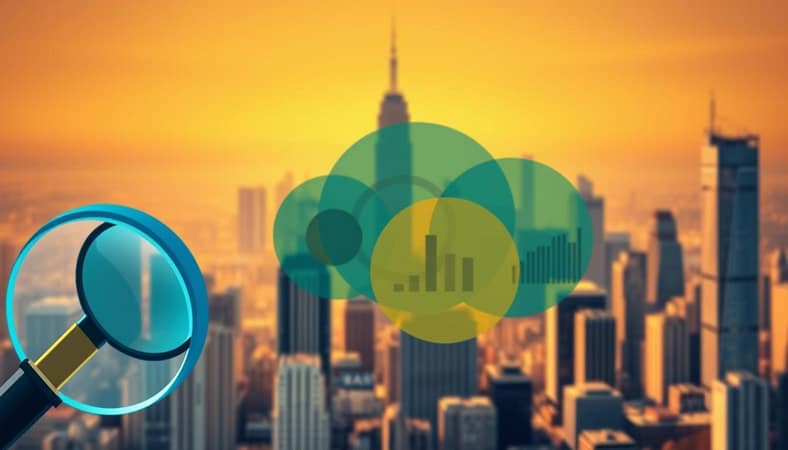 A stylized data visualization depicting the concept of "SEO user intent analysis." The foreground features a magnifying glass icon, symbolizing the investigation of search queries. In the middle ground, overlapping circular graphs and charts represent the different levels of user intent, such as informational, navigational, and transactional. The background showcases a cityscape with towering skyscrapers, conveying the vast scale and complexity of the online landscape. The overall scene is bathed in a warm, inviting color palette, suggesting the valuable insights that can be gleaned from understanding user intent. The lighting is soft and directional, creating depth and drama. The camera angle is slightly elevated, providing an expansive, bird's-eye view of the scene. A stylized data visualization depicting the concept of "SEO user intent analysis." The foreground features a magnifying glass icon, symbolizing the investigation of search queries. In the middle ground, overlapping circular graphs and charts represent the different levels of user intent, such as informational, navigational, and transactional. The background showcases a cityscape with towering skyscrapers, conveying the vast scale and complexity of the online landscape. The overall scene is bathed in a warm, inviting color palette, suggesting the valuable insights that can be gleaned from understanding user intent. The lighting is soft and directional, creating depth and drama. The camera angle is slightly elevated, providing an expansive, bird's-eye view of the scene.