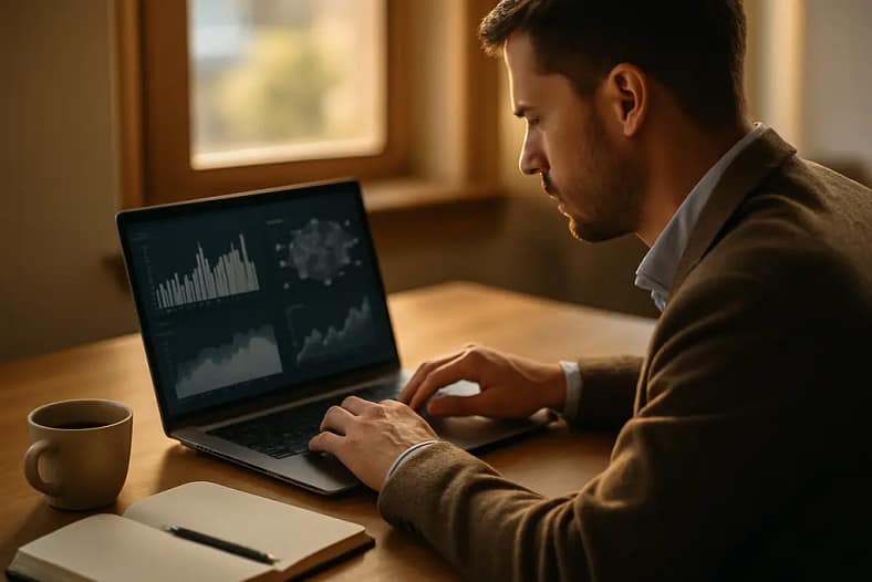AI Lead Generation dashboard with charts and search referral data
