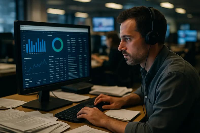 Editor reviewing Keyhrefs SEO tools data for a news backlink audit