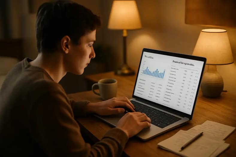Editor reviewing AI Overview Visibility metrics on a content planning dashboard
