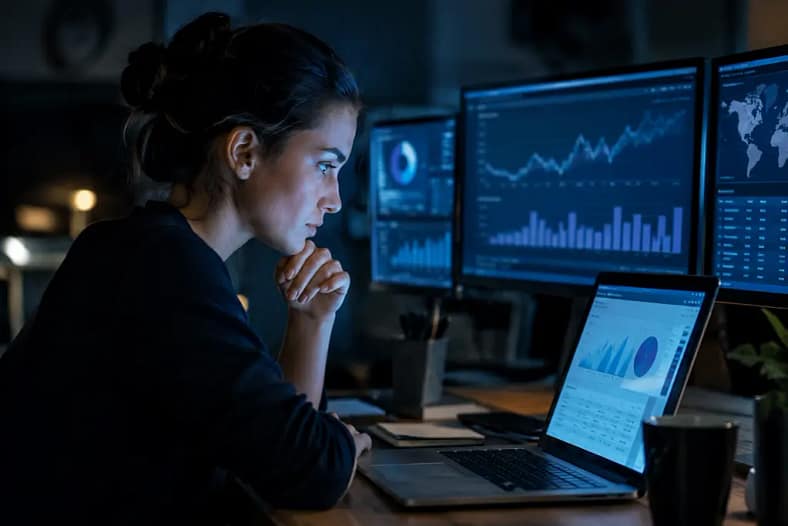 Analyst reviewing AI Traffic Loss metrics on a content performance dashboard