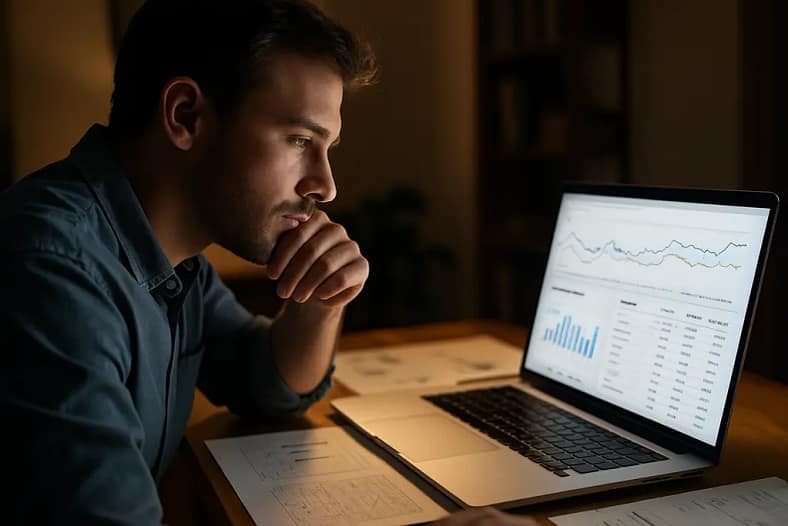 Analyst reviewing generative keyword declines on a traffic dashboard