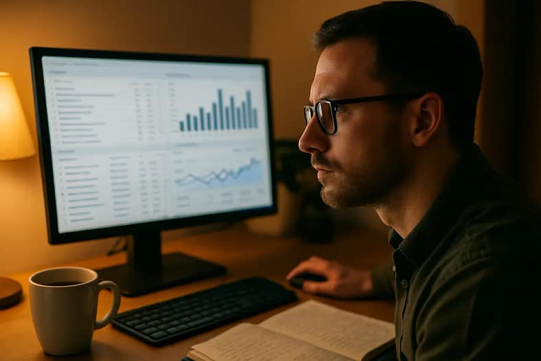 keyword research dashboard showing search metrics after a spam update