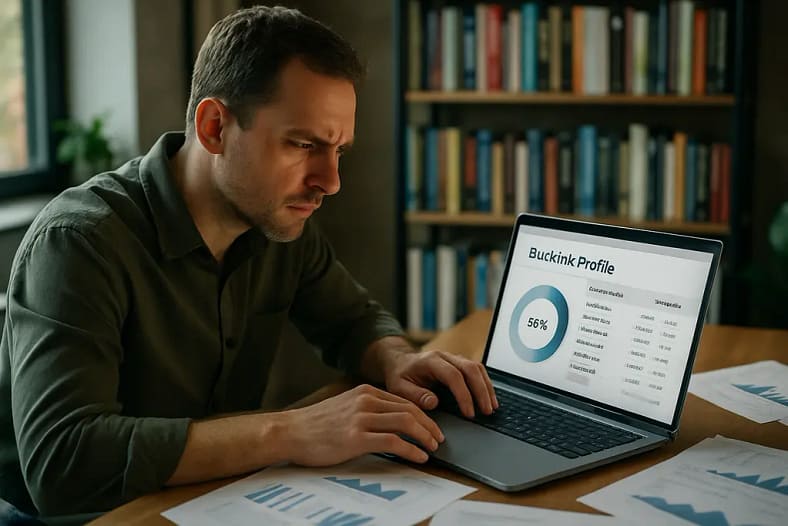 SEO analyst reviewing Link Building Practices and backlink risk notes